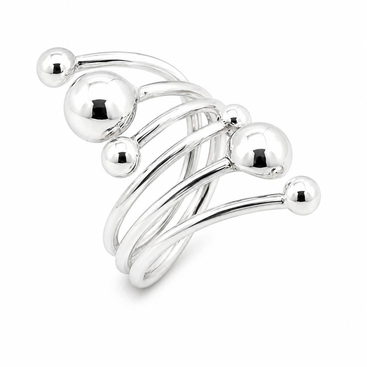 Sterling Silver Split Band Ball Ring