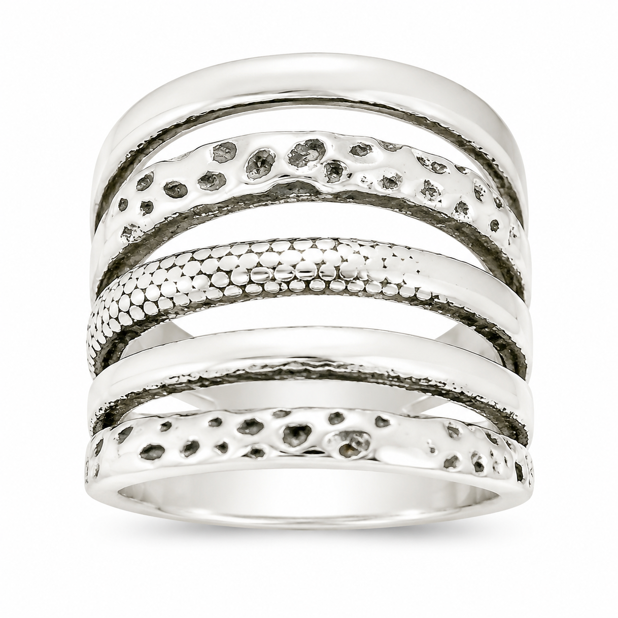 Sterling Silver 5 Split Band Textured RIng
