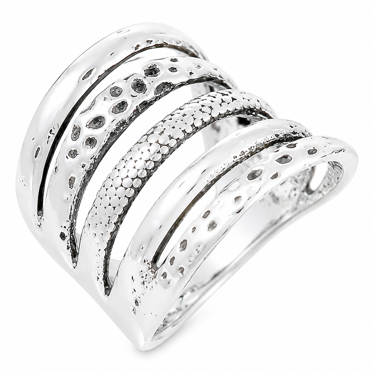 Sterling Silver 5 Split Band Textured RIng