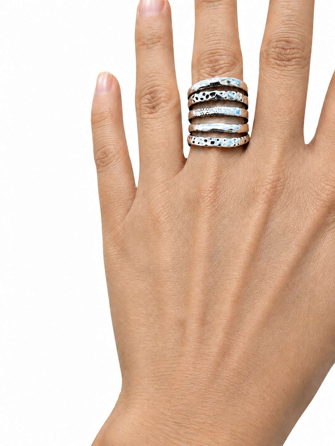 Sterling Silver 5 Split Band Textured RIng