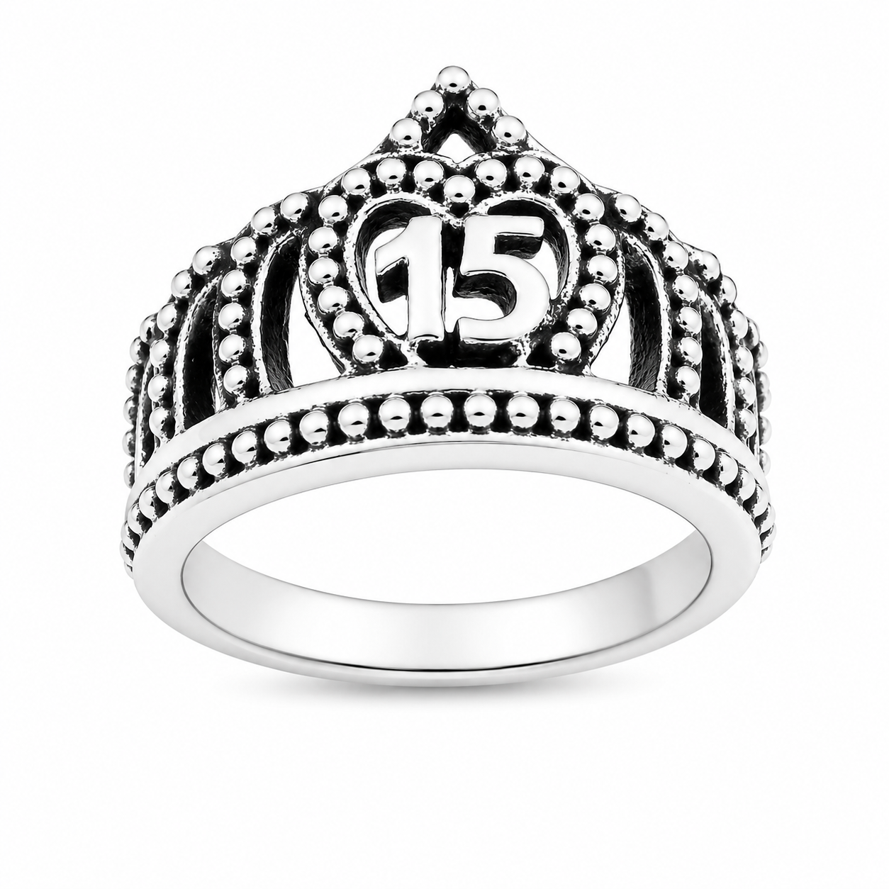Sterling Silver "15" Princess Crown Quinceañera's special day Ring