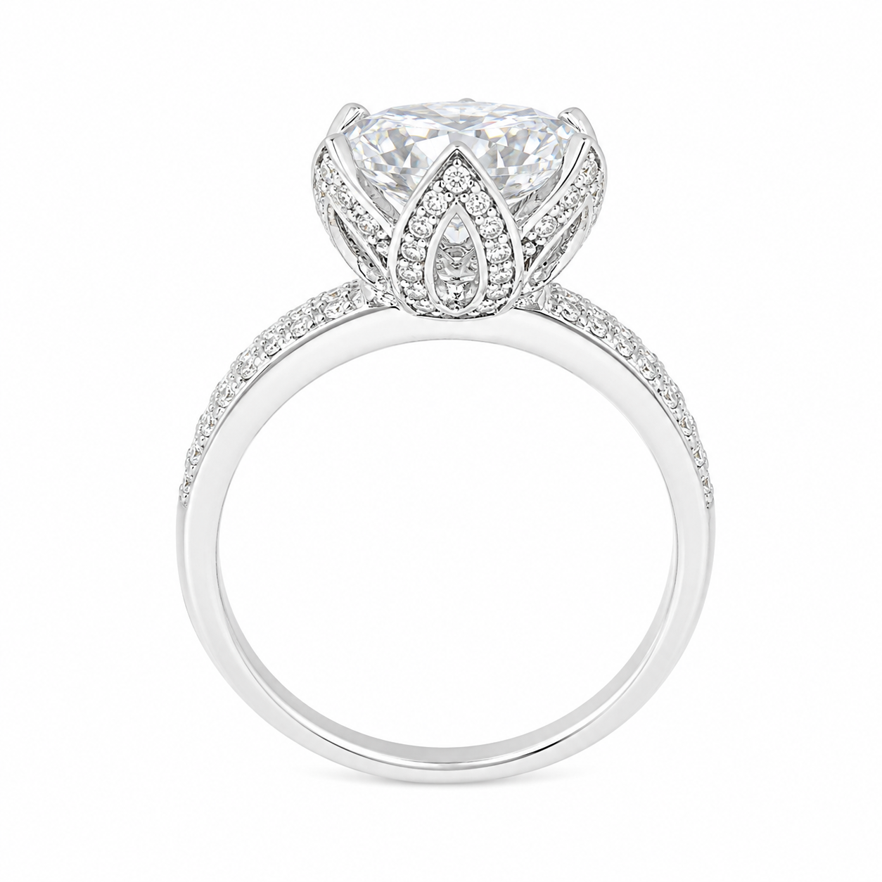 Sterling Silver Flower Crown Setting CZ Ring