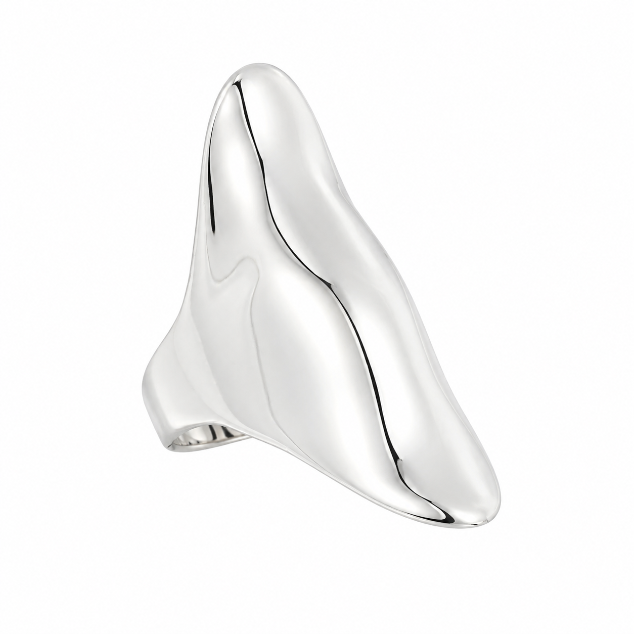 Sterling Silver Large Wavy Oval Ring