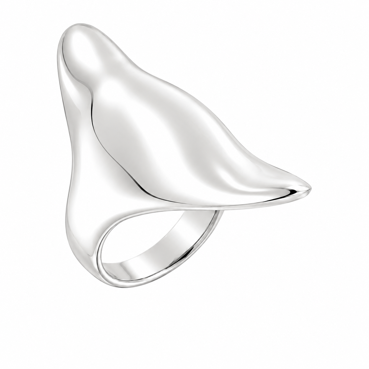 Sterling Silver Large Wavy Oval Ring