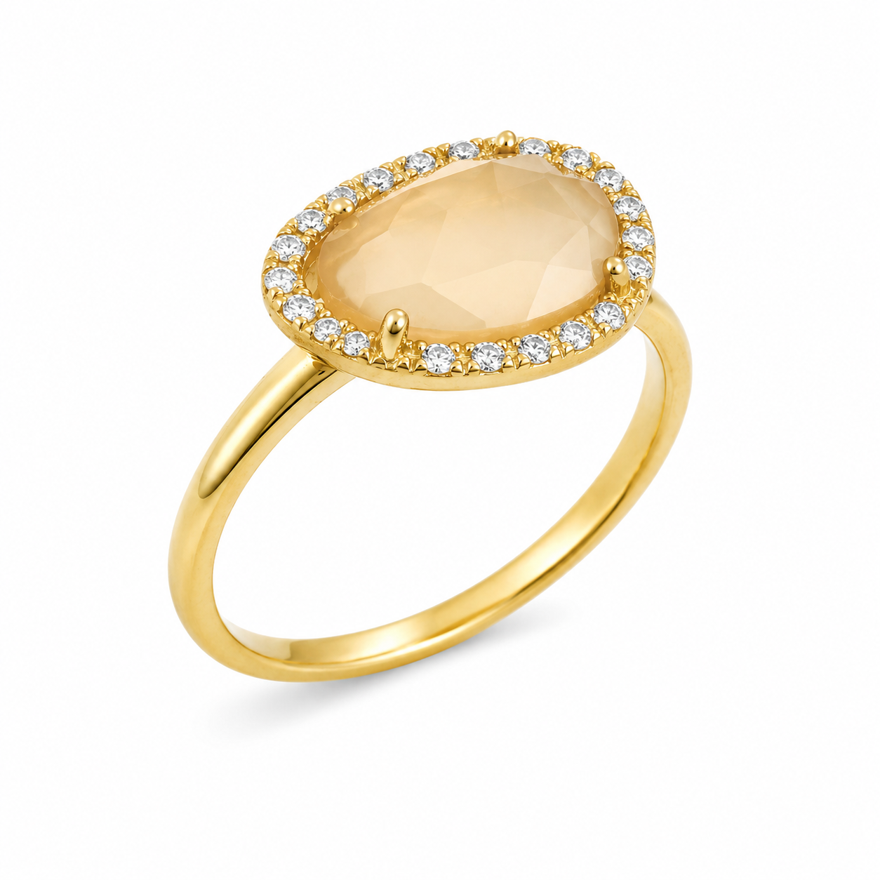 Sterling Silver Gold Plated Oval Orange CZ Ring