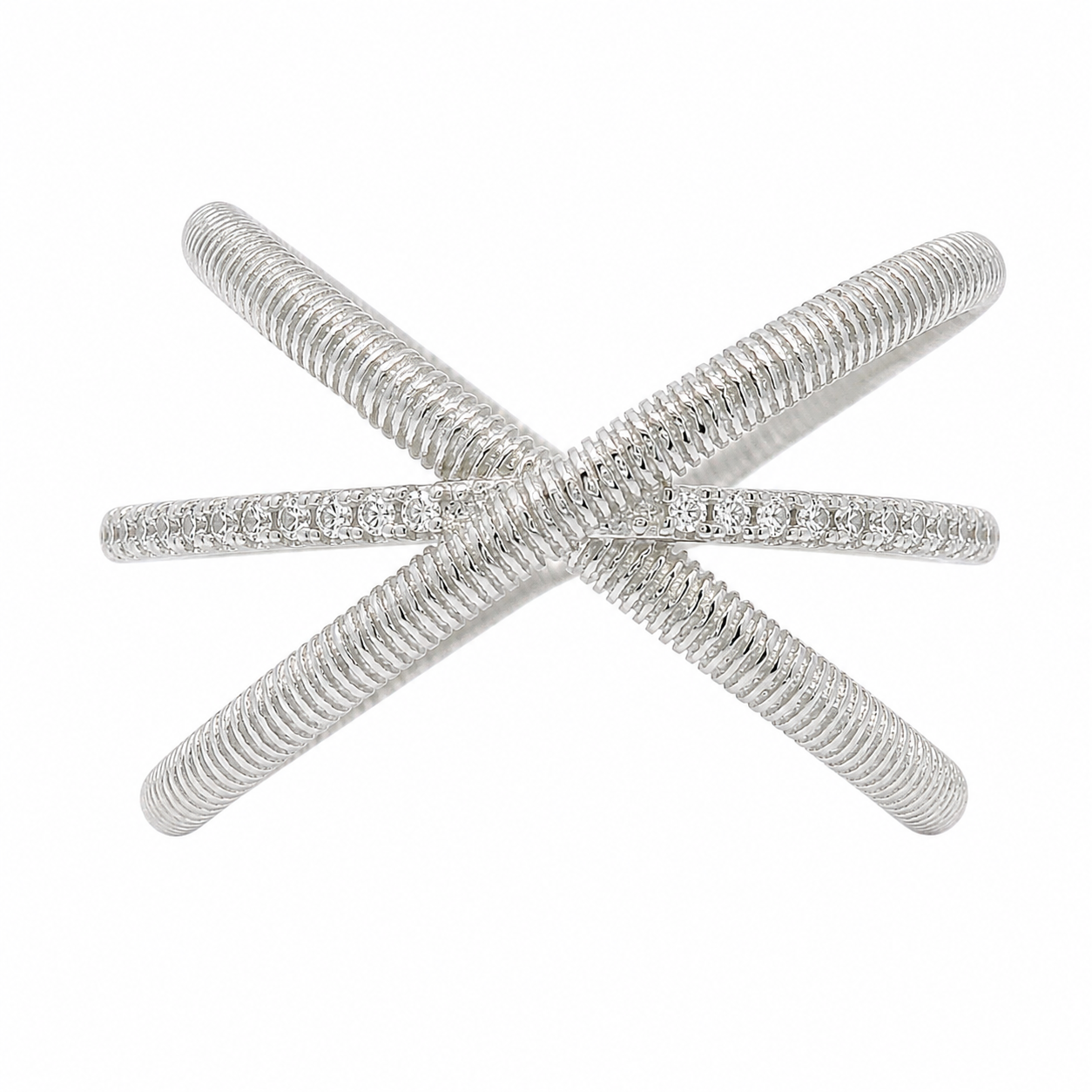 Sterling Silver Criss Cross CZ Ring