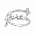 Sterling Silver CZ Cross Faith Ring
