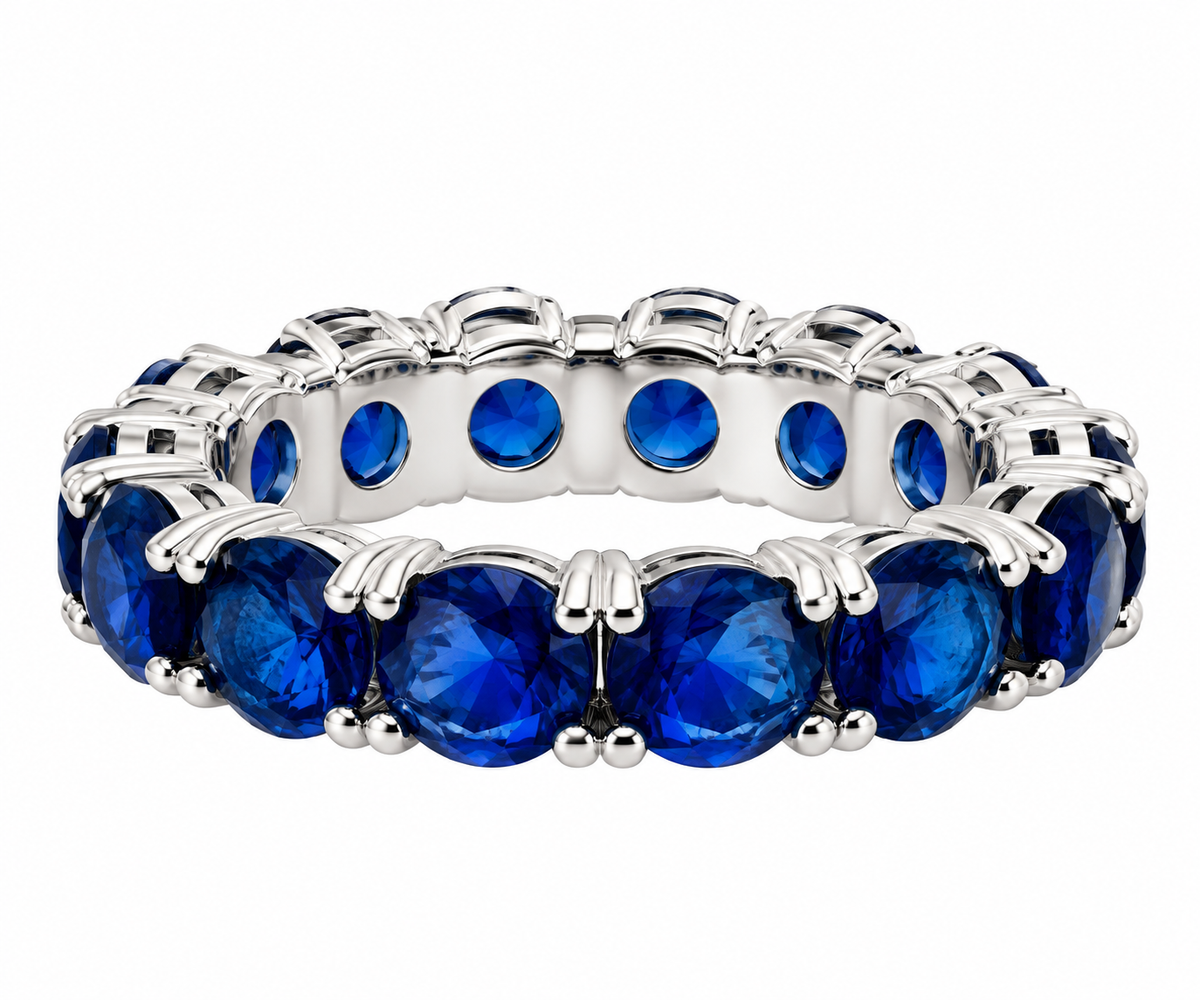 Sterling Silver 5mm Sapphire CZ Eternity Band