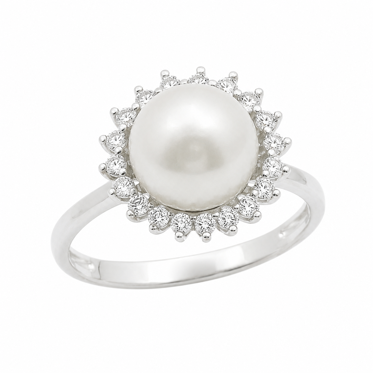 Sterling Teardrop Teardrop CZ Halo With Pearl Center