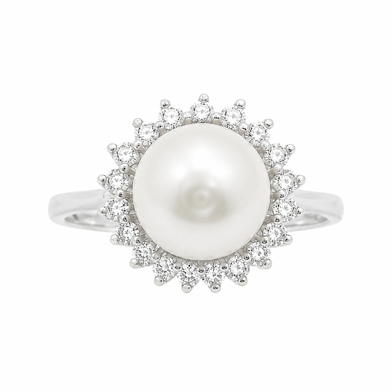 Sterling Teardrop Teardrop CZ Halo With Pearl Center