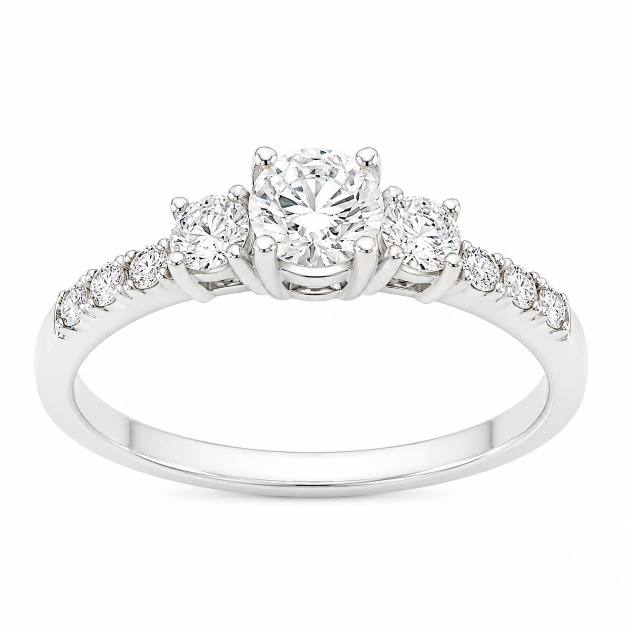 Sterling Silver Elegant 9-stone circle design featuring brilliant cubic zirconia Ring