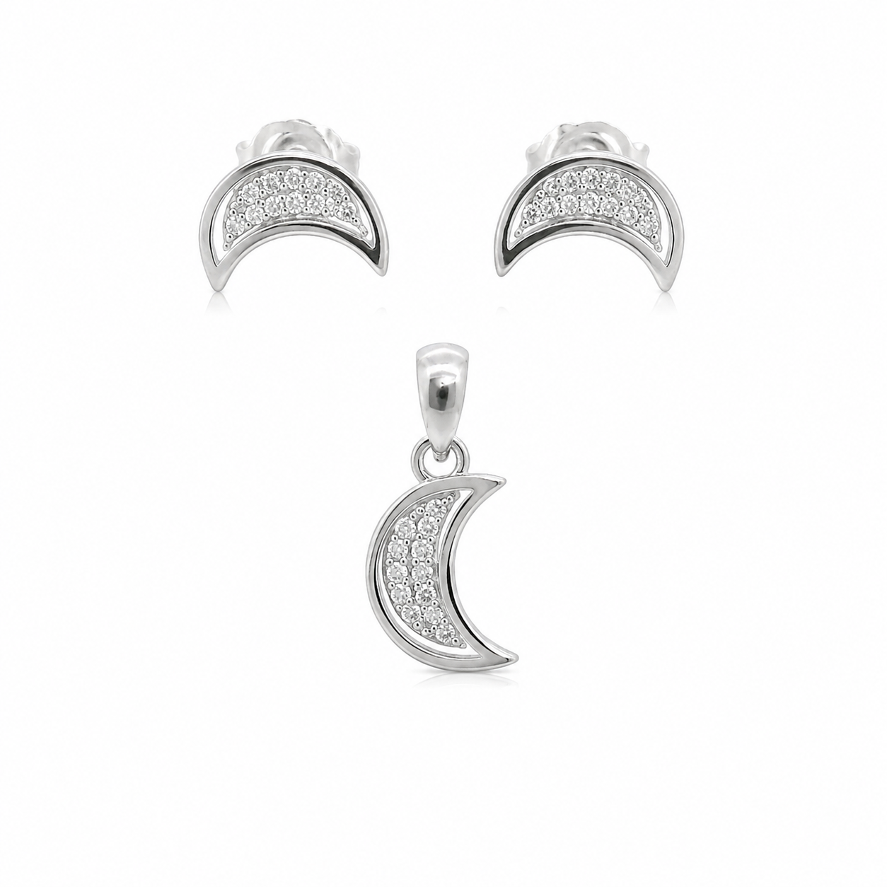Sterling Silver Moon Earring/Pendant Set