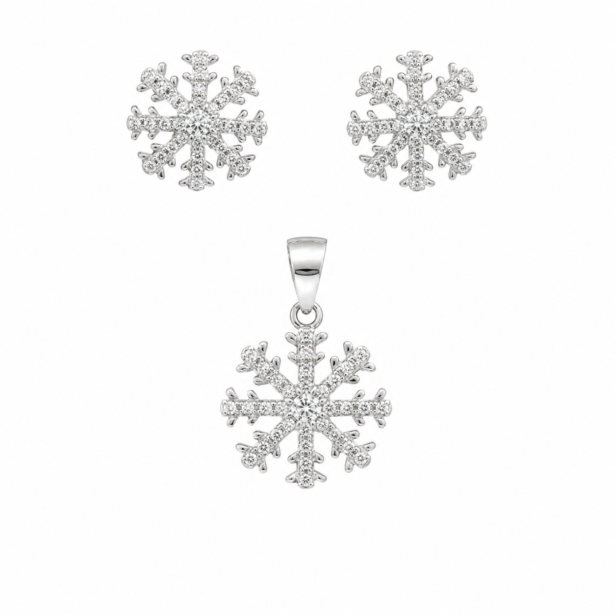 Sterling Silver CZ Snowflake Set
