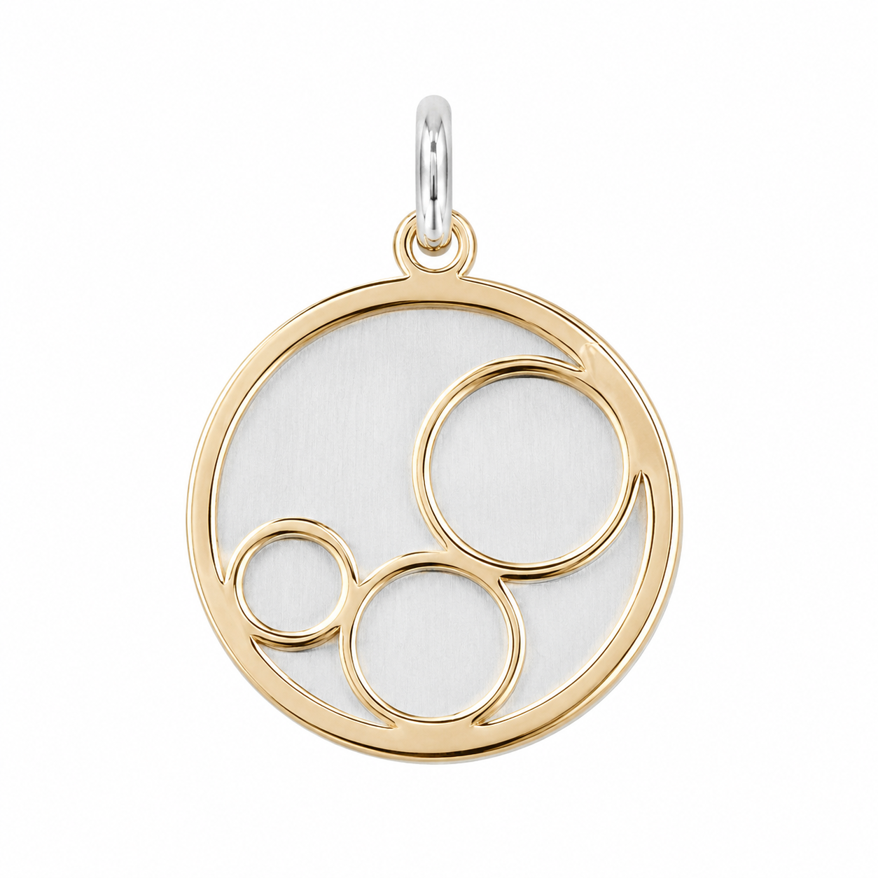 Sterling Silver Gold Plated Layered Circle Design Pendant/Earrings Set