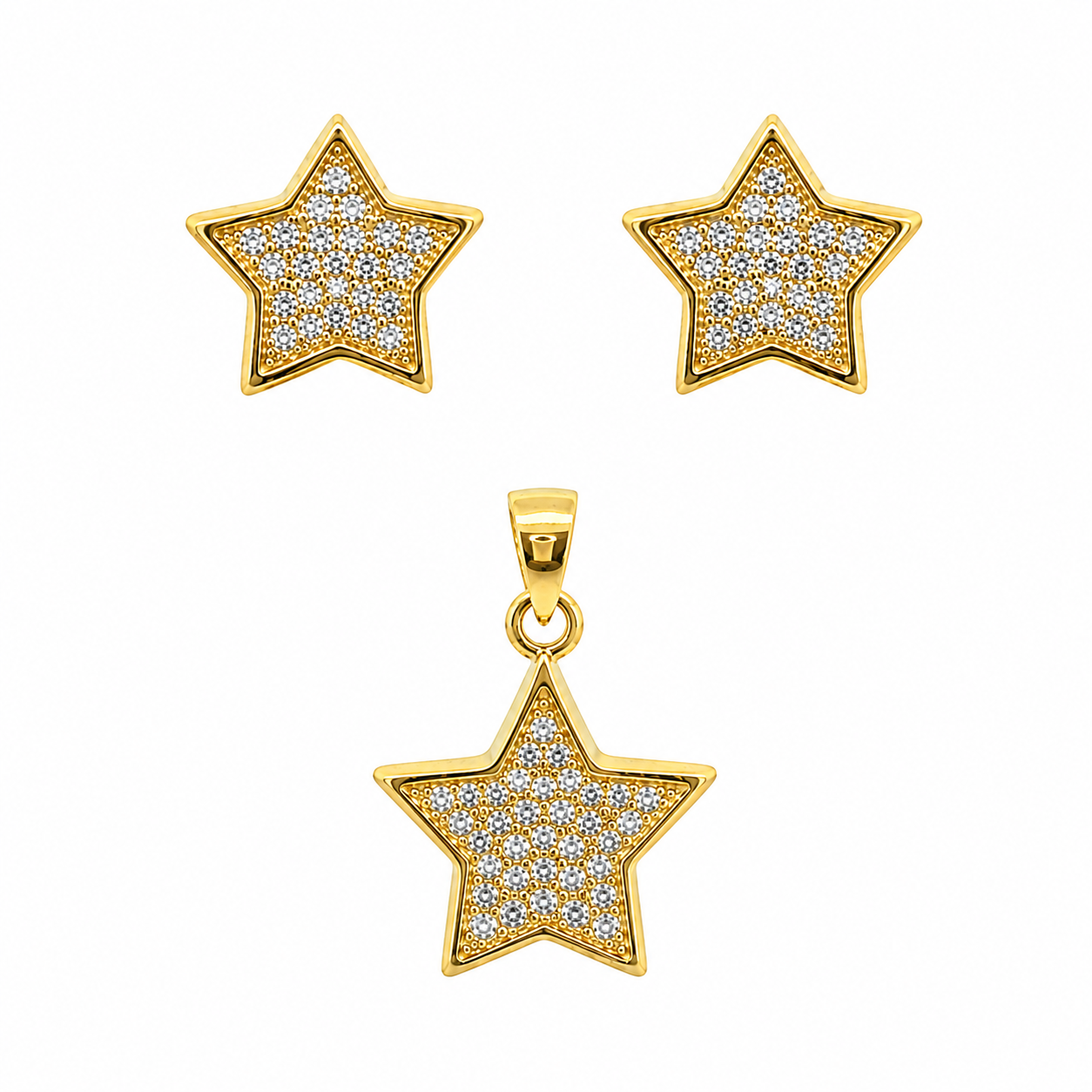Sterling Silver Star CZ Set (Chain not Included)