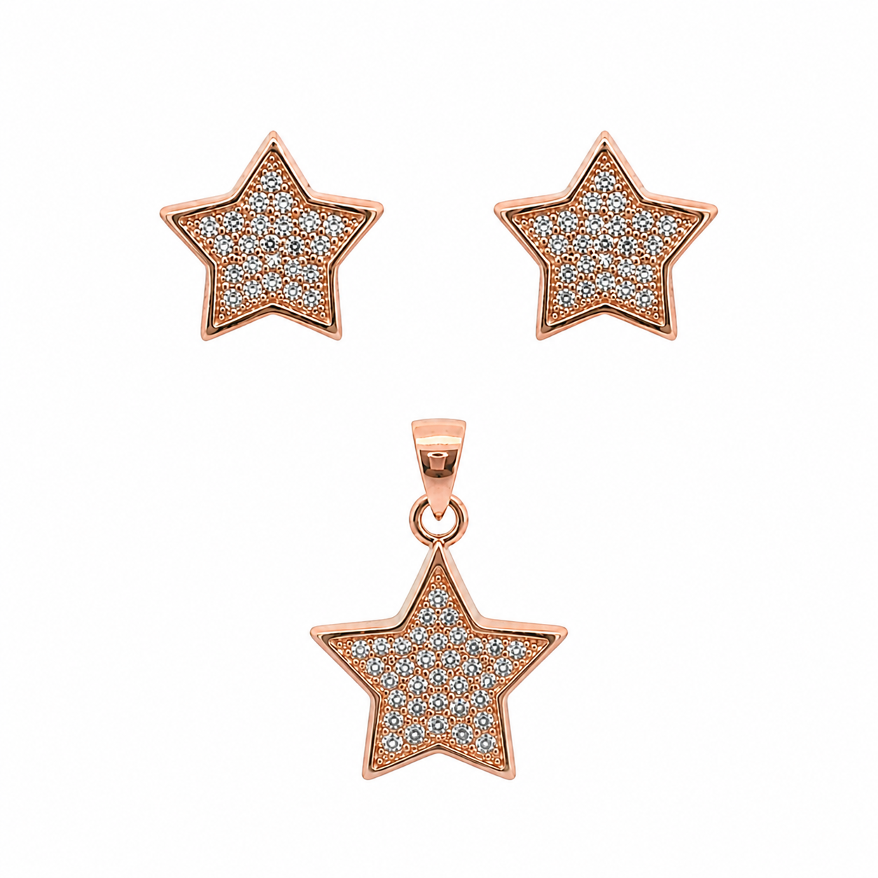 Sterling Silver Star CZ Set (Chain not Included)