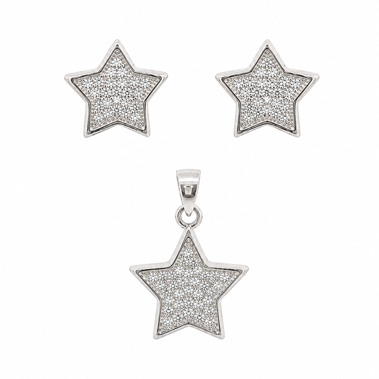 Sterling Silver Star CZ Set (Chain not Included)