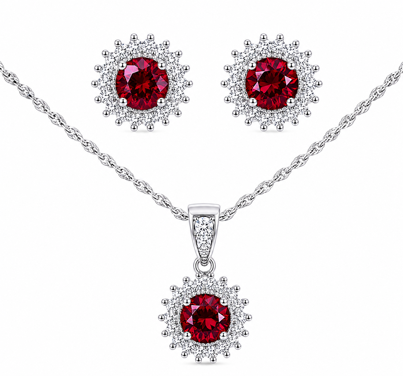Silver CZ Halo Set (3 Styles)