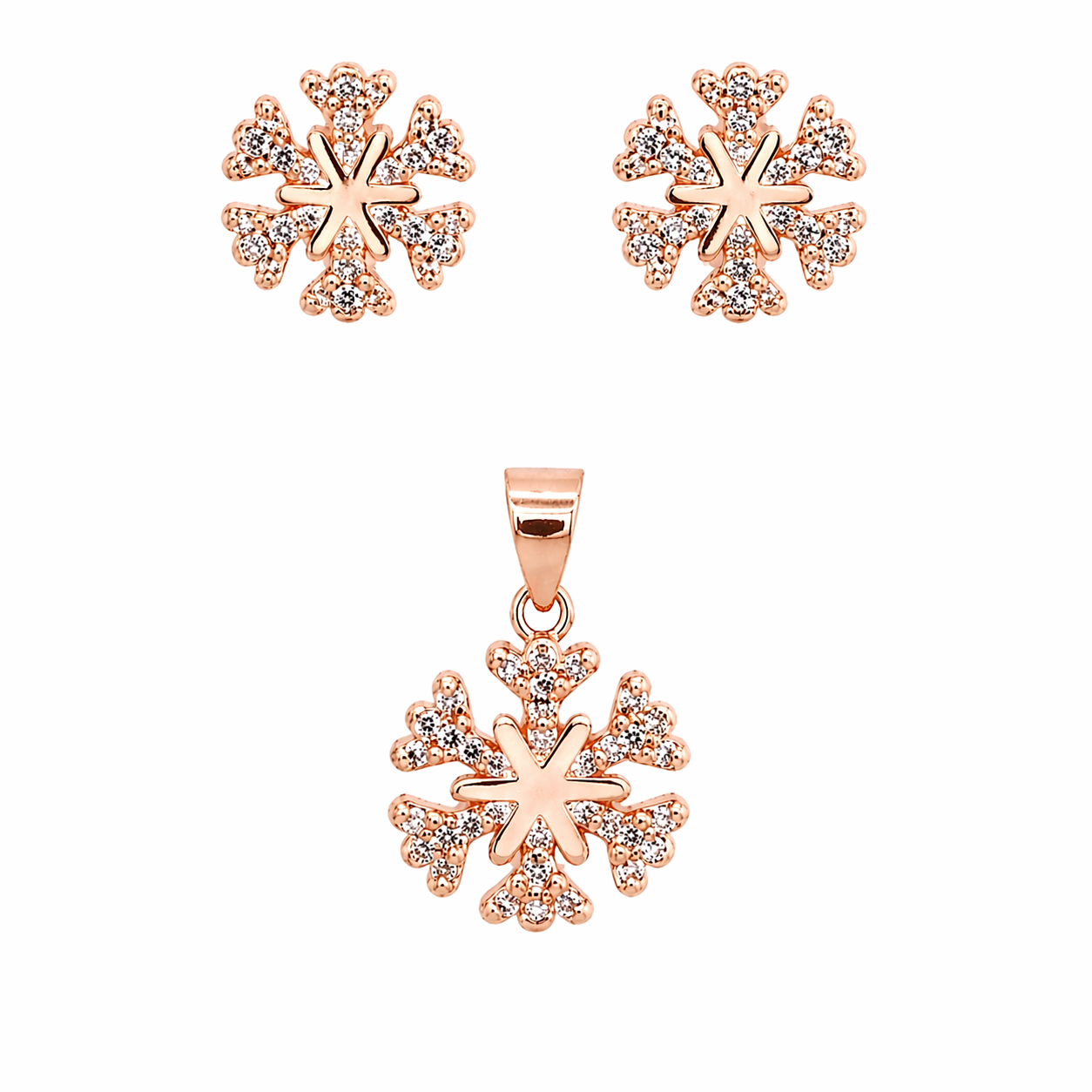 Snowflake CZ Earring Pendant Set