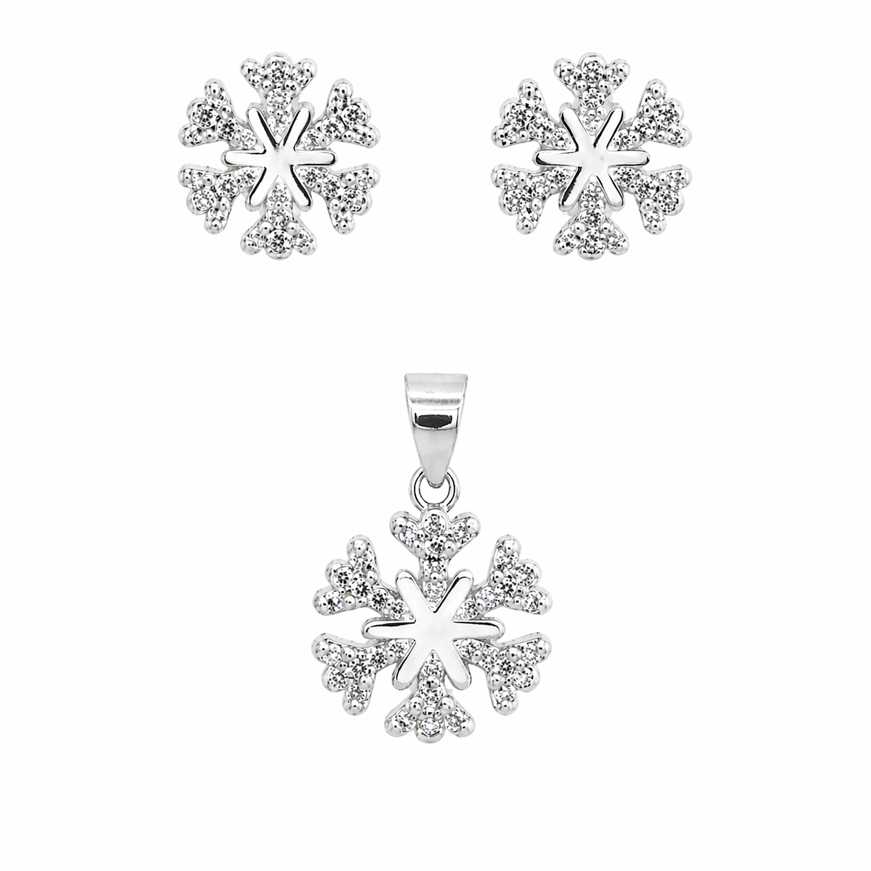 Snowflake CZ Earring Pendant Set