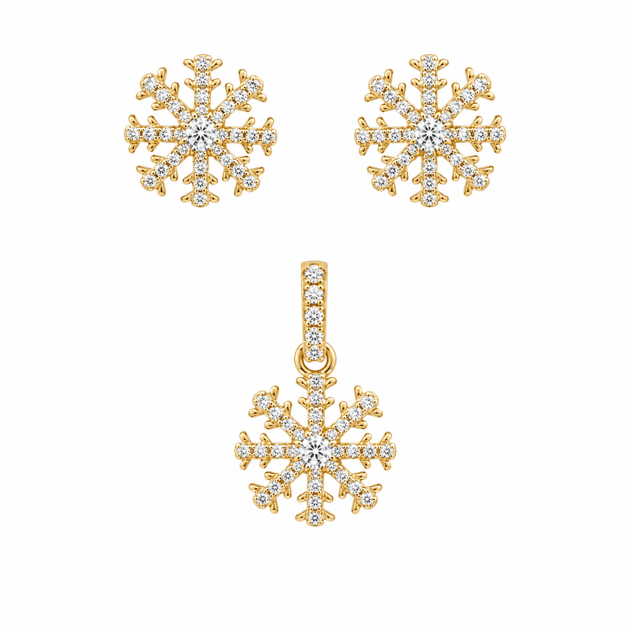 Sterling Silver CZ Snowflake Set