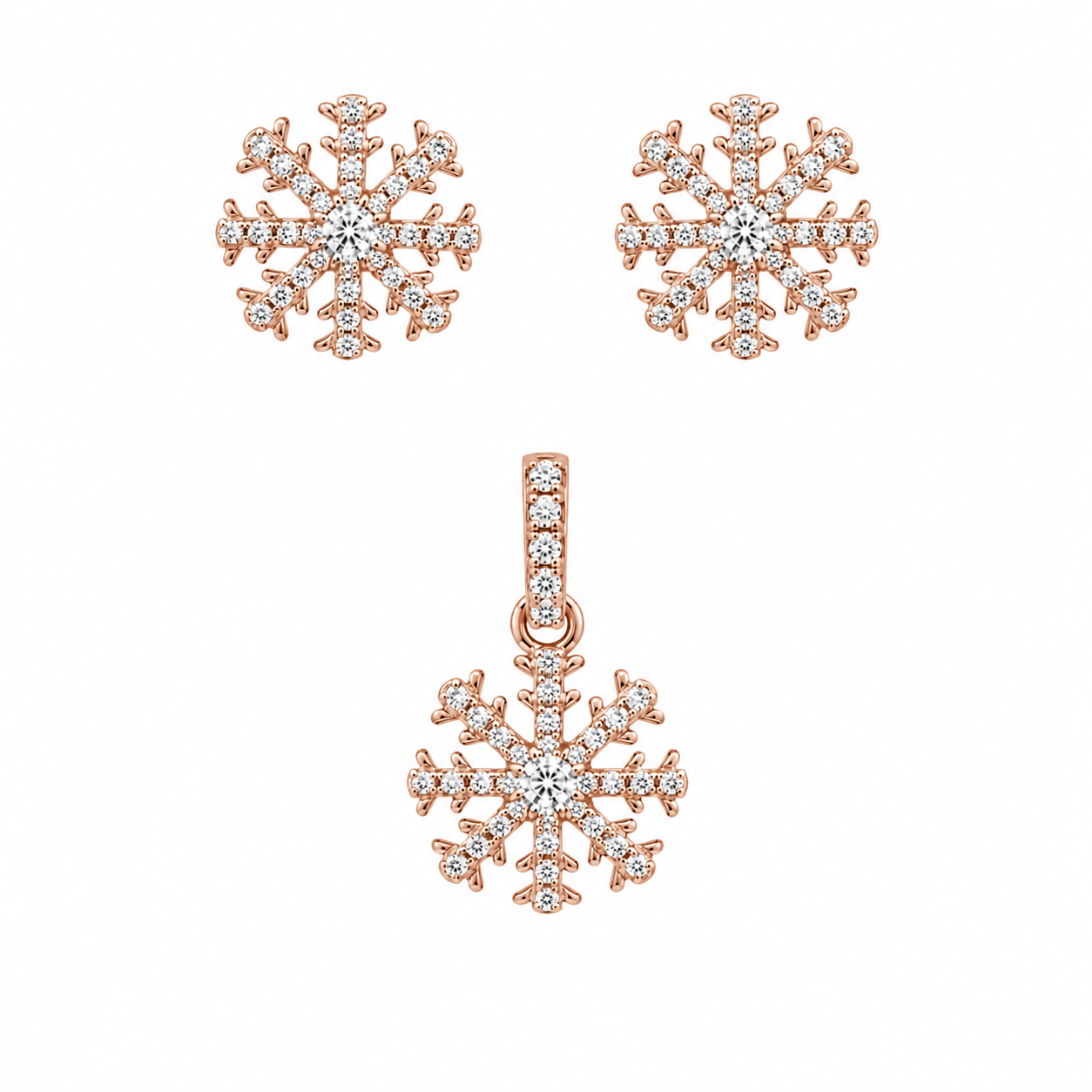 Sterling Silver CZ Snowflake Set