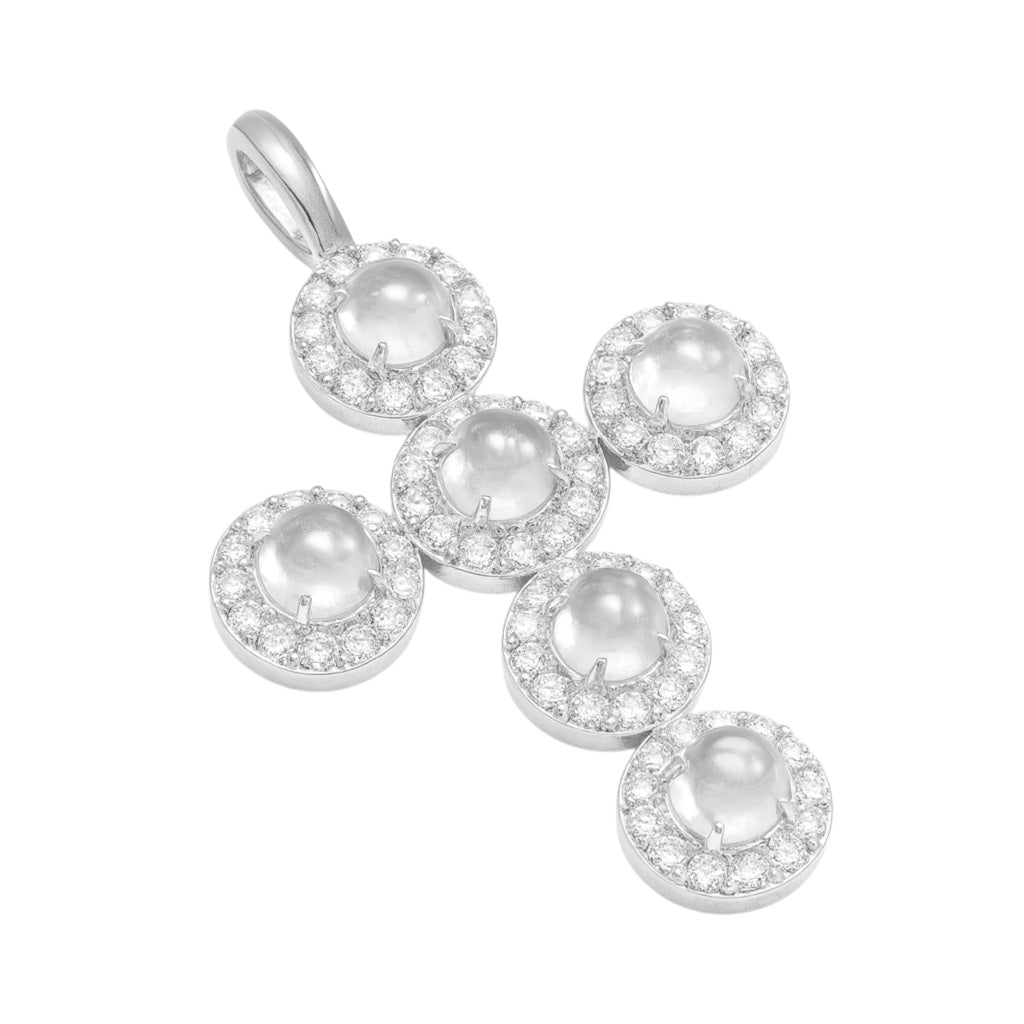 Sterling Silver 3.54 CTW Moissanite Bubble Cross Pendant