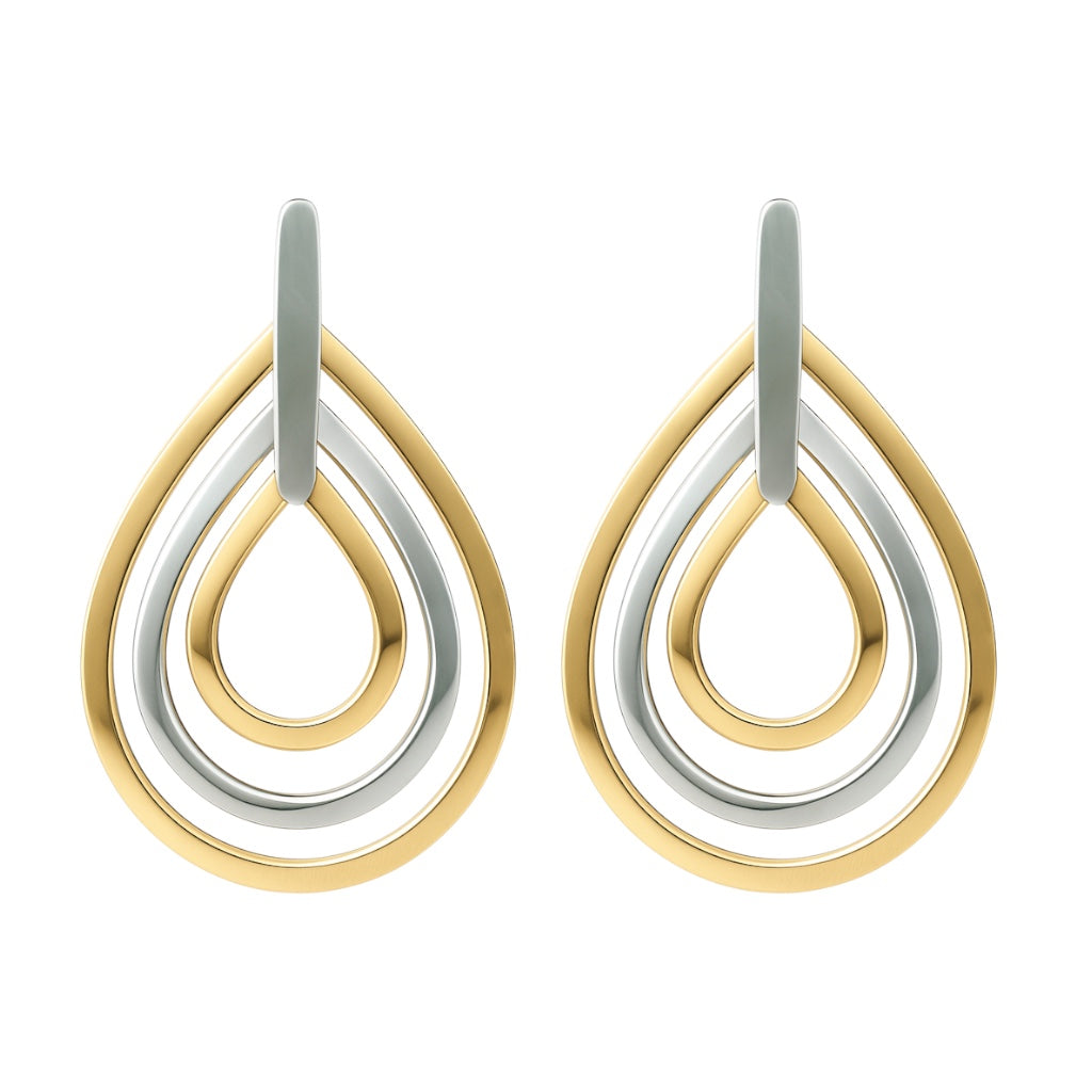 Sterling Silver Two Tone Dangling Teardrop Earrings