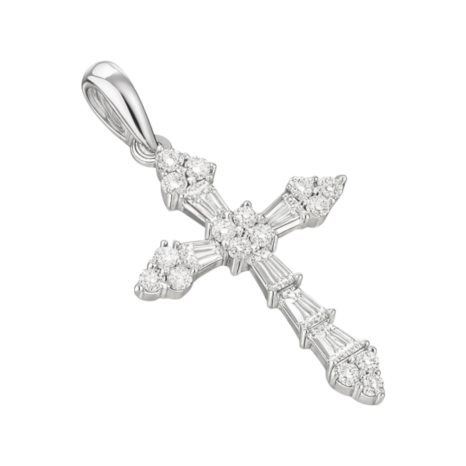 Sterling Silver 0.97 CTW Moissanite Cross Pendant