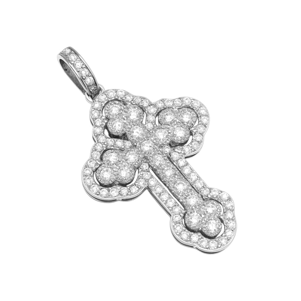 Sterling Silver Moissanite Pave 1.83 CTW Decorative Cross Pendant