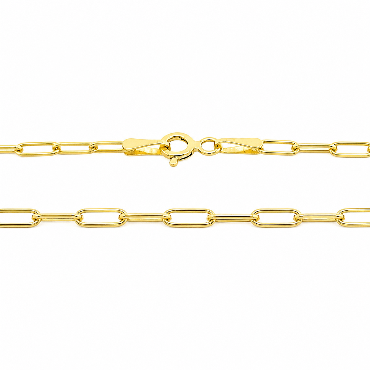 14K Gold Hollow Paperclip Chain 060 Gauge 2mm