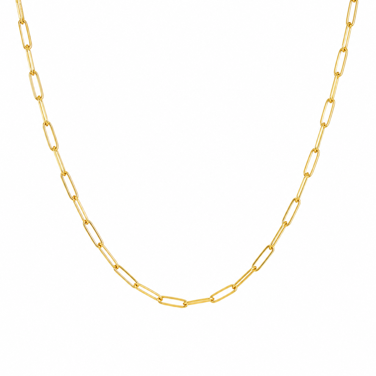 14K Gold Hollow Paperclip Chain 060 Gauge 2mm