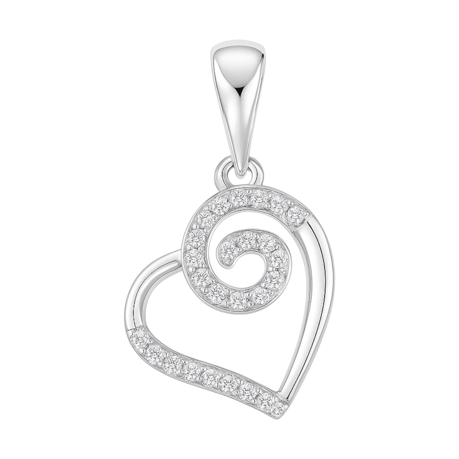 Sterling Silver CZ Swirly Heart Pendant