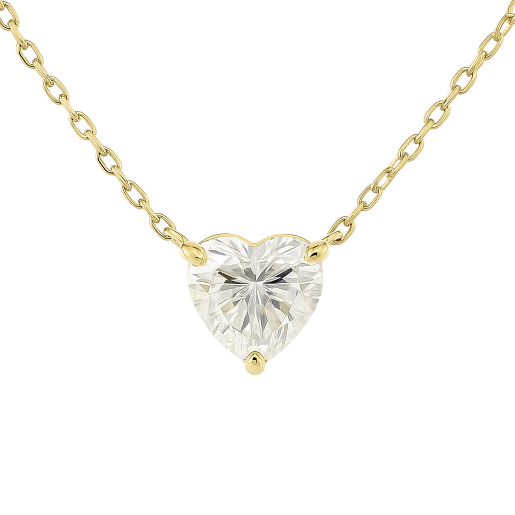 Sterling Silver 2.0CT Moissanite Heart Solitaire Necklace