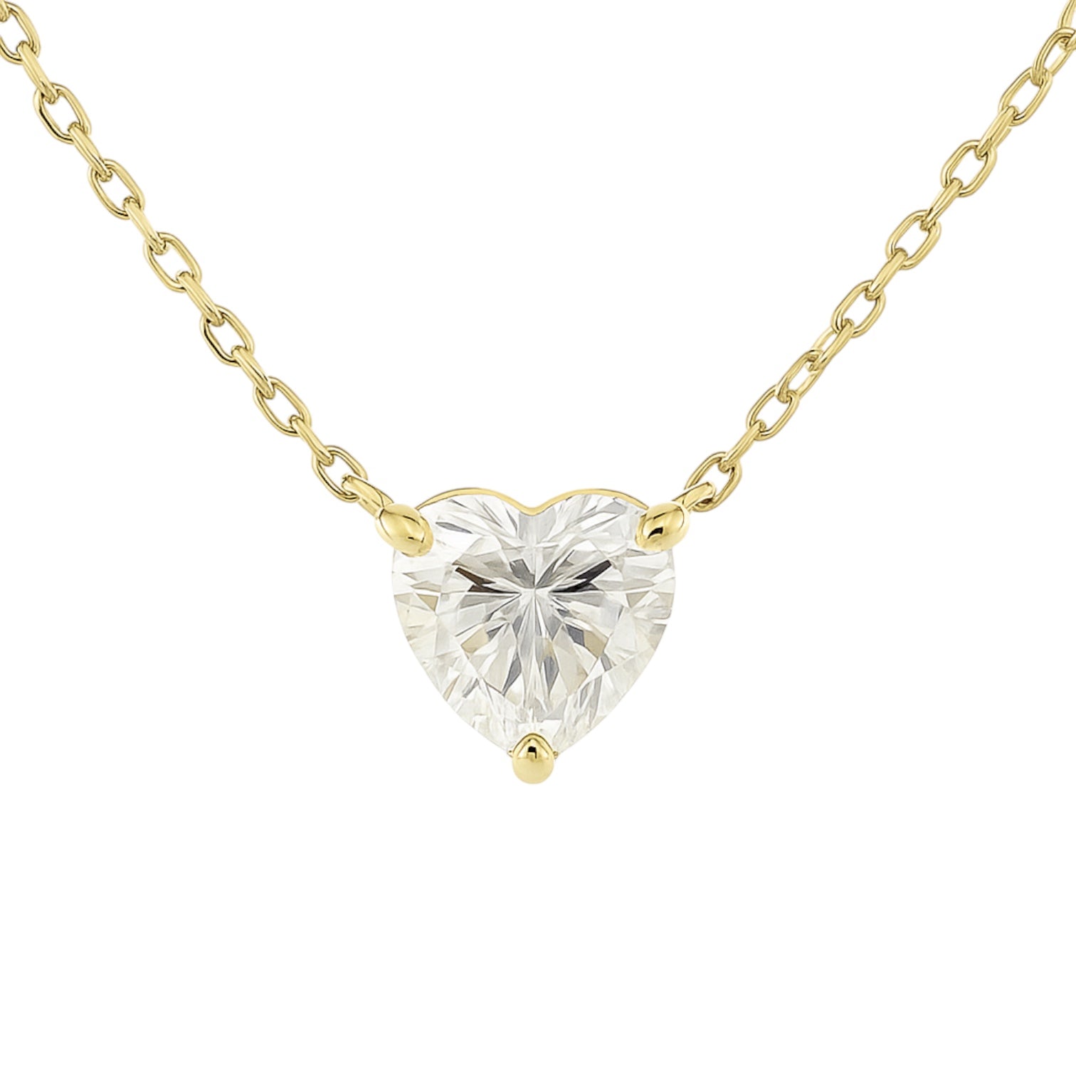Sterling Silver 2.0CT Moissanite Heart Solitaire Necklace