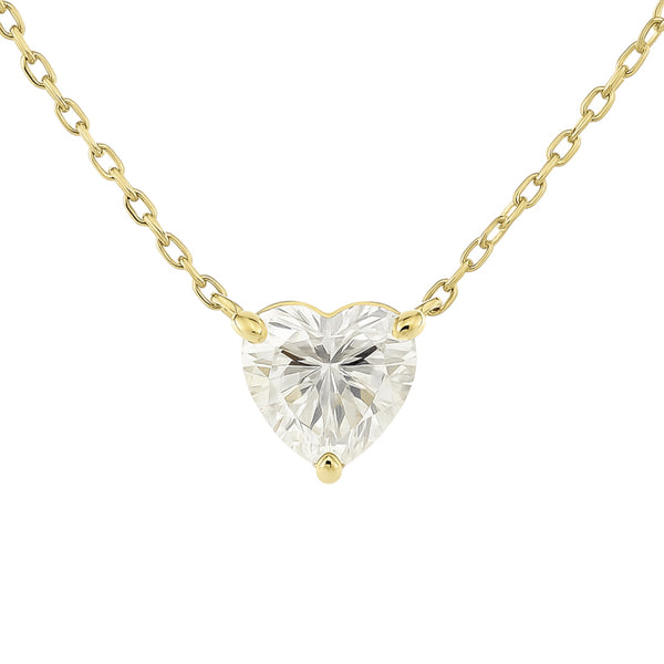 Sterling Silver 2.0CT Moissanite Heart Solitaire Necklace
