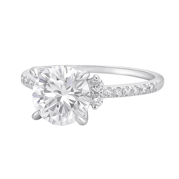 Sterling Silver 2.0CT 8.0MM Moissanite Engagement Ring