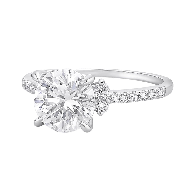 Sterling Silver 2.0CT 8.0MM Moissanite Engagement Ring