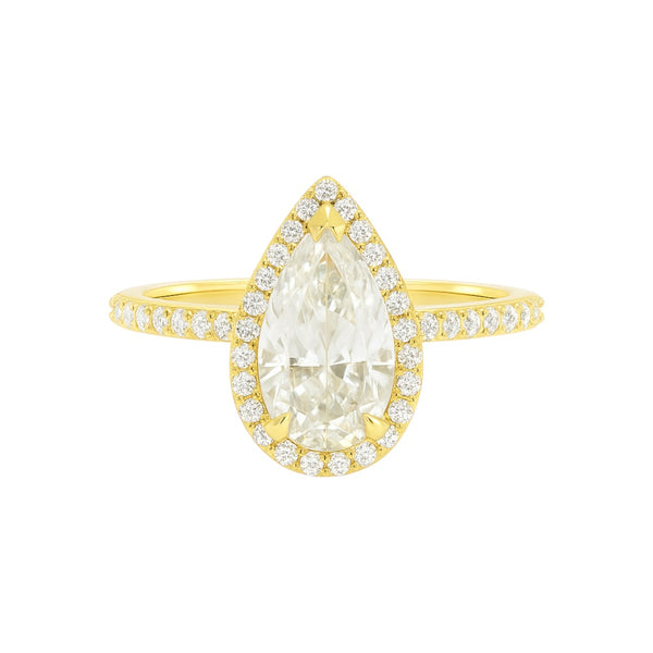 Sterling Silver 1.8ct Pear Shape Halo Moissanite Ring