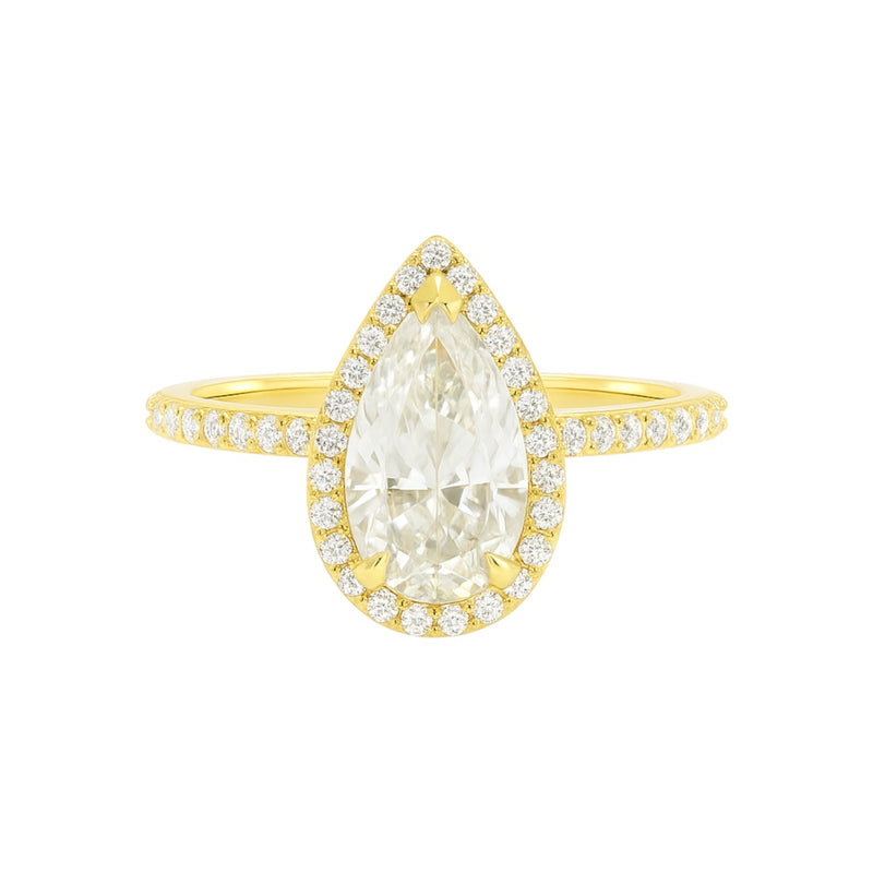 Sterling Silver 1.8ct Pear Shape Halo Moissanite Ring