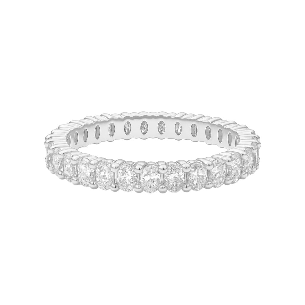 Sterling Silver 3mm Oval Moissanite Eternity Band