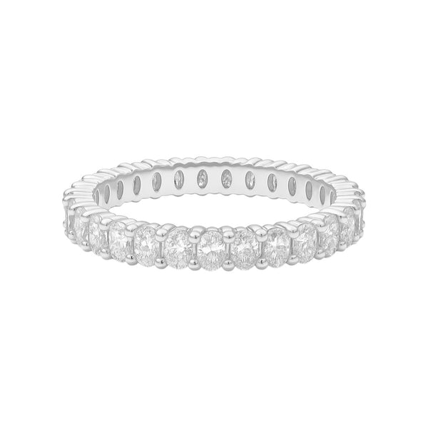 Sterling Silver 3mm Oval Moissanite Eternity Band