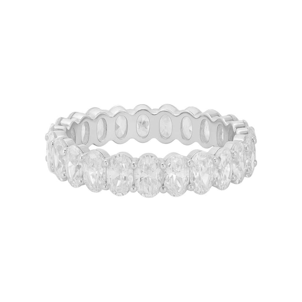 Sterling Silver 5mm Oval Moissanite Eternity Band