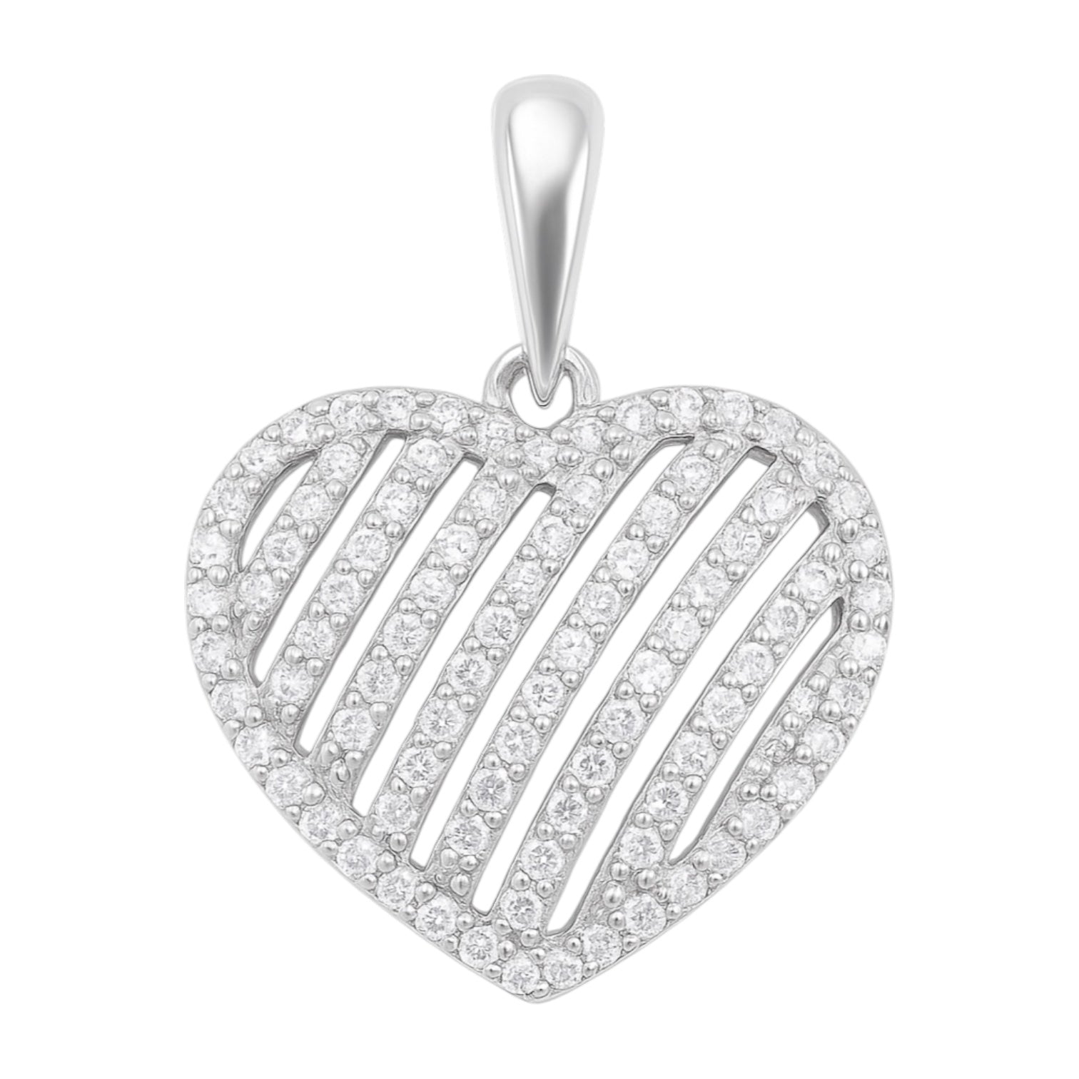 Sterling Silver CZ Pave Heart Pendant