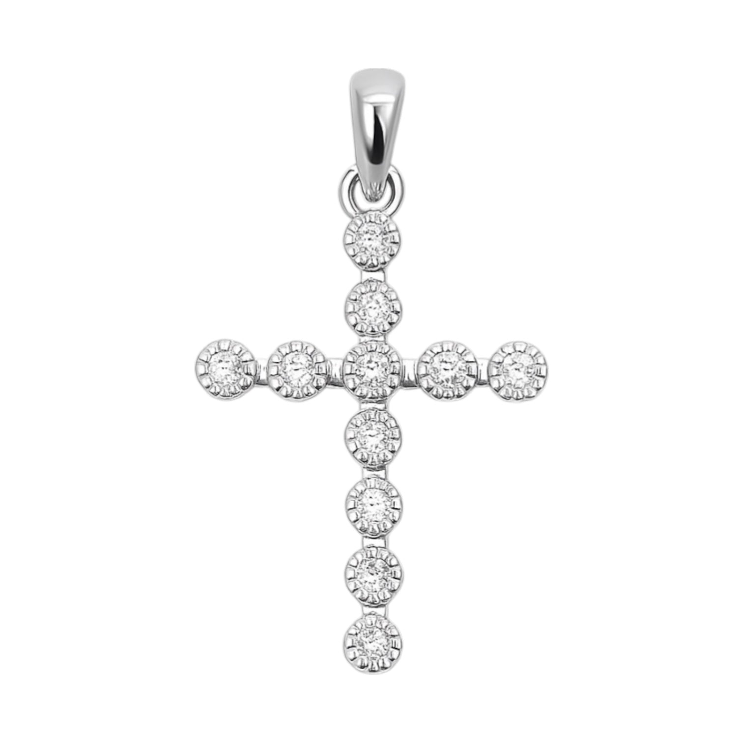 Sterling Silver CZ Bubble Cross Pendant