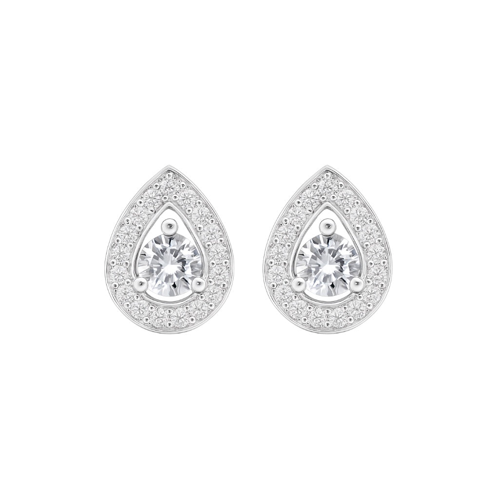 Sterling Silver Dainty CZ Pear Shape Stud Earrings