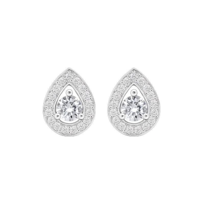 Sterling Silver Dainty CZ Pear Shape Stud Earrings