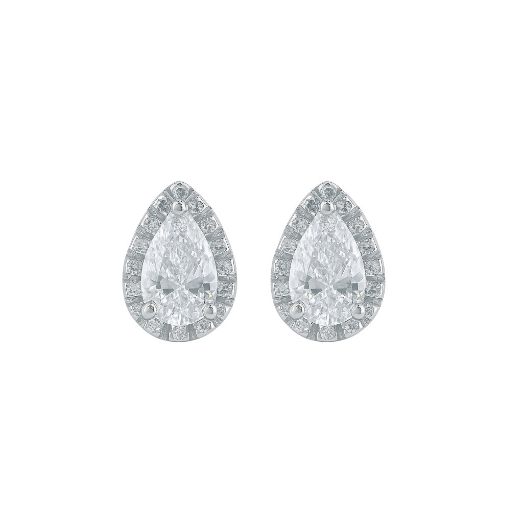 Sterling Silver CZ Pear Shape Stud Earrings