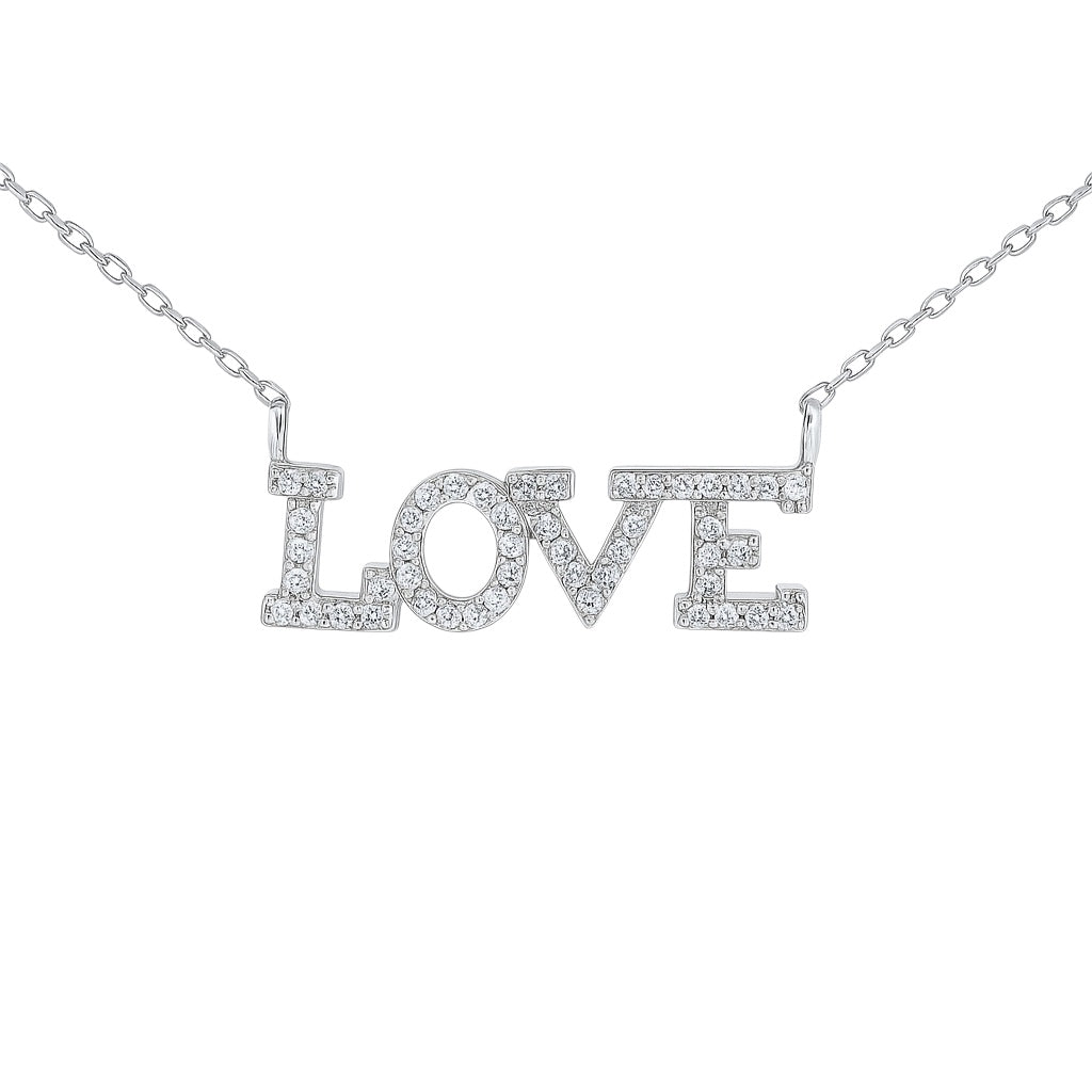 Sterling Silver CZ "LOVE" Necklace