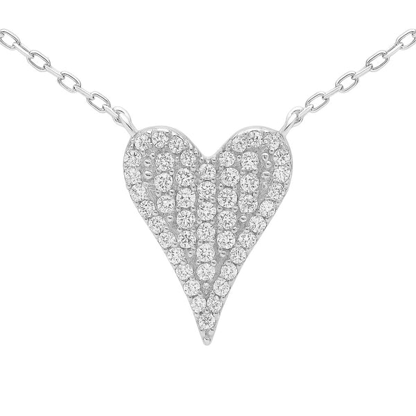 Sterling Silver CZ Heart Necklace